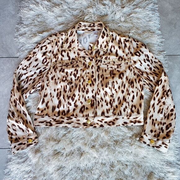Women's CHICOS  Cheetah Print Jacket Size 2 - Picture 2 of 8